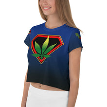 Load image into Gallery viewer, Blue Cannabis woman All-Over Print Crop Tee
