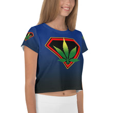 Load image into Gallery viewer, Blue Cannabis woman All-Over Print Crop Tee