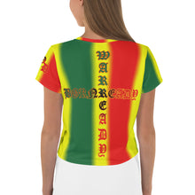 Load image into Gallery viewer, Rasta Coloring style Bornready Warrready Backside Style 1 All-Over Print Crop Tee