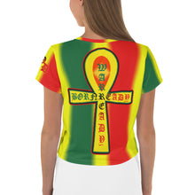 Load image into Gallery viewer, Rasta Coloring style Bornready Warrready Backside Style 2 All-Over Print Crop Tee