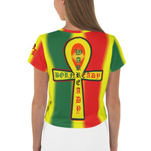Load image into Gallery viewer, Rasta Coloring style Bornready Warrready Backside Style 2 All-Over Print Crop Tee