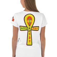 Load image into Gallery viewer, Color White Bornready Warrready Backside Style 2 All-Over Print Crop Tee