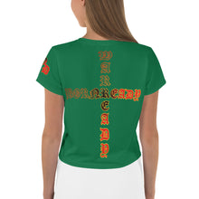 Load image into Gallery viewer, Color Green 1 Bornready Warrready Backside Style 1 All-Over Print Crop Tee