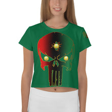 Load image into Gallery viewer, Color Green 1 Bornready Warrready Backside Style 1 All-Over Print Crop Tee