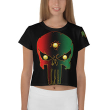 Load image into Gallery viewer, Color Black Bornready Warrready Backside Style 1 All-Over Print Crop Tee