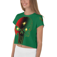 Load image into Gallery viewer, Color Green 1 Bornready Warrready Backside Style 1 All-Over Print Crop Tee