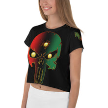 Load image into Gallery viewer, Color Black Bornready Warrready Backside Style 1 All-Over Print Crop Tee