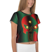 Load image into Gallery viewer, Pan African Flag Coloring style Bornready Warrready Backside Style 2 All-Over Print Crop Tee