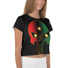 Load image into Gallery viewer, Color Black Bornready Warrready Backside Style 1 All-Over Print Crop Tee