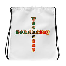 Load image into Gallery viewer, Color White Bornready warready Style 1 Backside Drawstring bag
