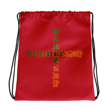 Load image into Gallery viewer, Color Red Bornready warready Style 1 Backside Drawstring bag
