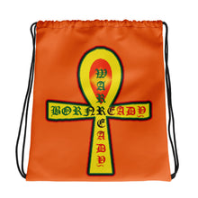 Load image into Gallery viewer, Color Orange Bornready warready Style 2 Backside Drawstring bag