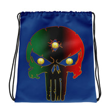 Load image into Gallery viewer, Color Blue 2 Bornready warready Style 2 Backside  Drawstring bag