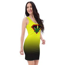 Load image into Gallery viewer, Color yellow to black Cannabis Woman Sublimation Cut & Sew Dress