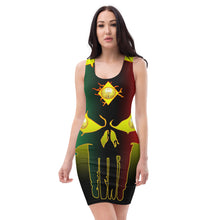 Load image into Gallery viewer, Color Yellow to Black All seeing Eye SKull Sublimation Cut & Sew Dress