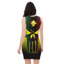 Load image into Gallery viewer, Color Yellow to Black All seeing Eye SKull Sublimation Cut & Sew Dress