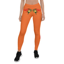 Load image into Gallery viewer, Color Orange Queen of NC style front logo 2.... leggings