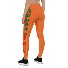 Load image into Gallery viewer, Color Orange Queen of NC style front logo 2.... leggings