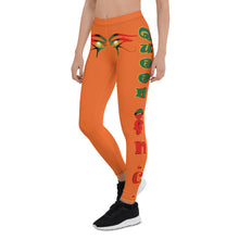 Load image into Gallery viewer, Color Orange Queen of NC style front logo 2.... leggings