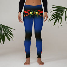 Load image into Gallery viewer, Color Black & Blue Queen of NC style front logo 2.... leggings