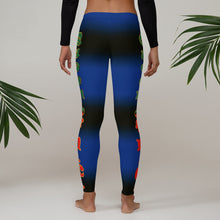 Load image into Gallery viewer, Color Black & Blue Queen of NC style front logo 2.... leggings