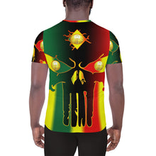 Load image into Gallery viewer, Rasta Style Huge 3 Eye Skull All-Over Print Men's Athletic T-shirt