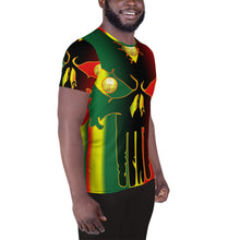 Load image into Gallery viewer, Rasta Style Huge 3 Eye Skull All-Over Print Men's Athletic T-shirt
