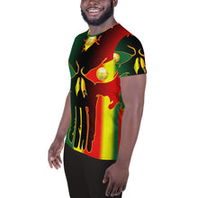 Load image into Gallery viewer, Rasta Style Huge 3 Eye Skull All-Over Print Men's Athletic T-shirt