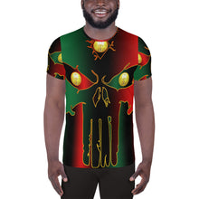 Load image into Gallery viewer, Pan African flag Coloring  3 Eye skull huge All-Over Print Men's Athletic T-shirt