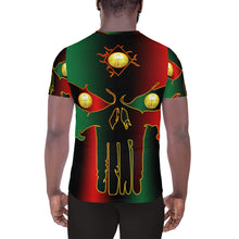 Load image into Gallery viewer, Pan African flag Coloring  3 Eye skull huge All-Over Print Men's Athletic T-shirt