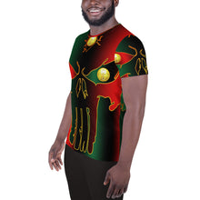 Load image into Gallery viewer, Pan African flag Coloring  3 Eye skull huge All-Over Print Men's Athletic T-shirt
