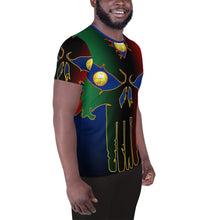 Load image into Gallery viewer, Blue to Black Colors  Huge 3 Eye Skull All-Over Print Men's Athletic T-shirt