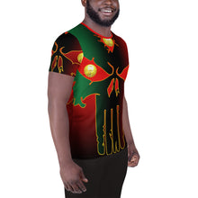 Load image into Gallery viewer, Red to Black Colors  Huge 3 Eye Skull All-Over Print Men's Athletic T-shirt