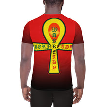Load image into Gallery viewer, Red to Black Colors  Bornready Warready 3 Eye Skull Style 2, All-Over Print Men's Athletic T-shirt