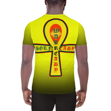 Load image into Gallery viewer, Yellow to Black Colors  Bornready Warready 3 Eye Skull Style 2, All-Over Print Men's Athletic T-shirt