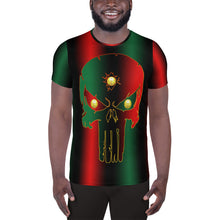 Load image into Gallery viewer, Pan African flag Colors Bornrready Warready 3 Eye Skull Style 2, All-Over Print Men's Athletic T-shirt