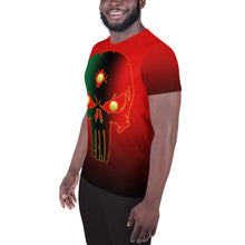 Load image into Gallery viewer, Red to Black Colors  Bornready Warready 3 Eye Skull Style 2, All-Over Print Men's Athletic T-shirt