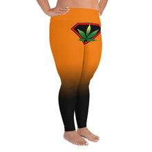 Load image into Gallery viewer, Orange Cannabis woman logo front side All-Over Print Plus Size Leggings