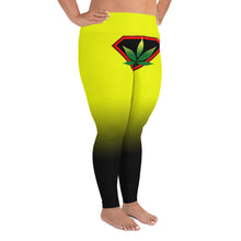 Load image into Gallery viewer, Yellow Cannabis woman logo front side All-Over Print Plus Size Leggings