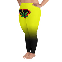 Load image into Gallery viewer, Yellow Cannabis woman logo front side All-Over Print Plus Size Leggings