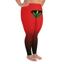 Load image into Gallery viewer, Red Cannabis woman logo front side All-Over Print Plus Size Leggings