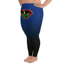 Load image into Gallery viewer, Blue Cannabis woman logo front side All-Over Print Plus Size Leggings