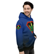 Load image into Gallery viewer, Blue Cannabis man Unisex Hoodie