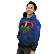 Load image into Gallery viewer, Blue Cannabis man Unisex Hoodie