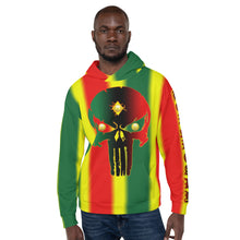 Load image into Gallery viewer, Rasta Coloring style Bornready warready  backside style 1 Unisex Hoodie