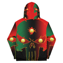 Load image into Gallery viewer, Red to Black  Coloring Style Huge 3 Eye Skull man Unisex Hoodie