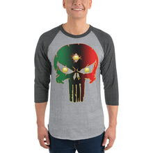 Load image into Gallery viewer, Pan AFrican Coloring 3 Eye skull 3/4 sleeve raglan shirt