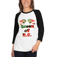 Load image into Gallery viewer, Queen of NC logo 2.....3/4 sleeve raglan shirt