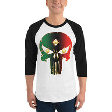 Load image into Gallery viewer, Pan AFrican Coloring 3 Eye skull 3/4 sleeve raglan shirt