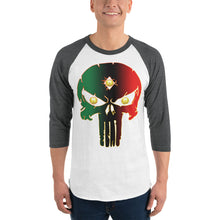 Load image into Gallery viewer, Pan AFrican Coloring 3 Eye skull 3/4 sleeve raglan shirt